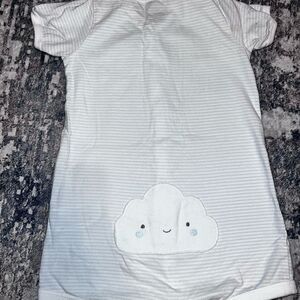 White Striped Baby Onesie with Cloud Design